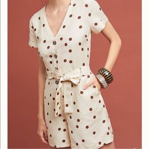 Anthropologie Moon River Polka Dot Tie Romper